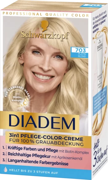 schwarzkopf diadem 703 platinum blonde 3in1 care color cream