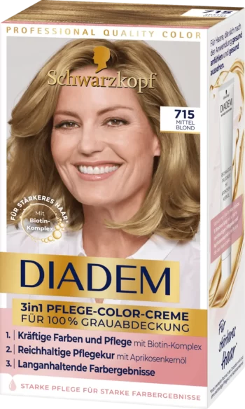 schwarzkopf diadem 715 medium blonde 3in1 care color cream