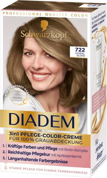 schwarzkopf diadem 722 dark blonde 3in1 care color cream