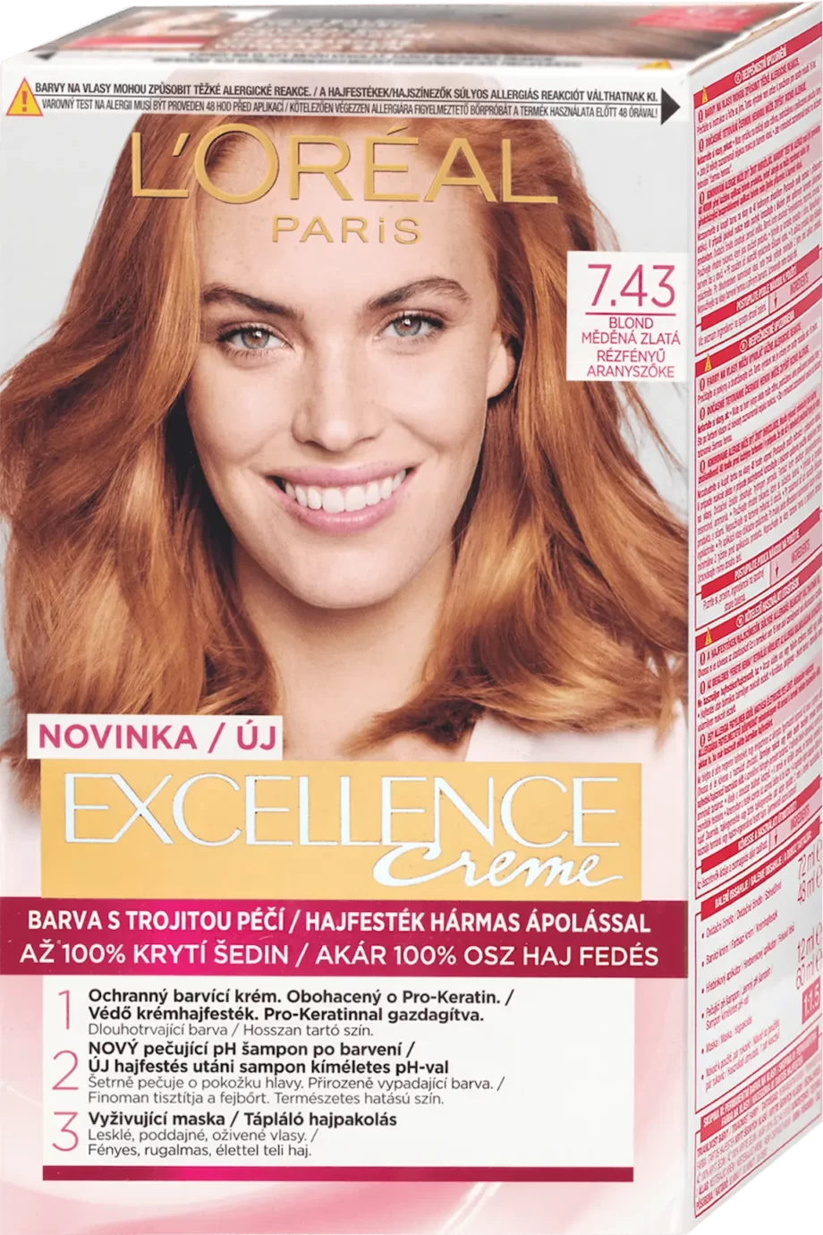 loreal paris excellence 7.43 copper golden blonde permanent hair color