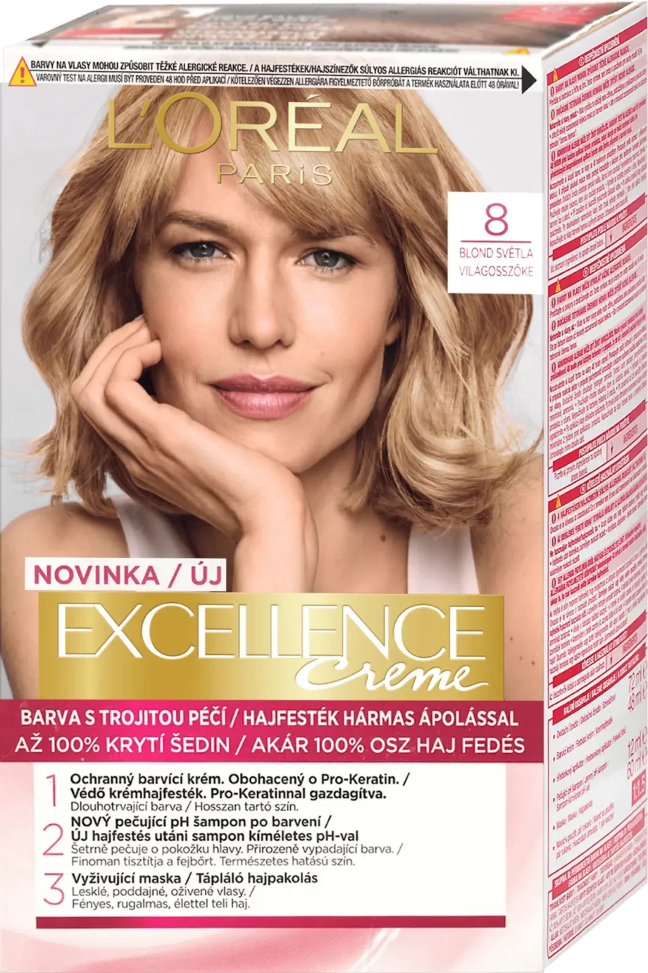 loreal paris excellence 8 light blonde permanent hair color