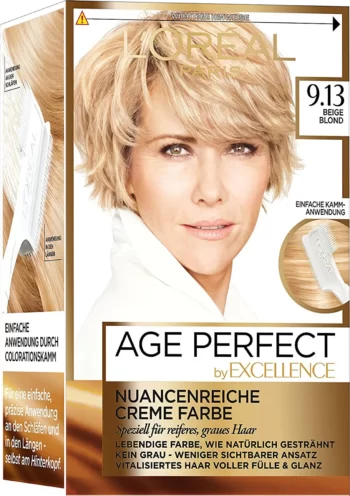 loreal paris excellence age perfect 9.13 beige blonde permanent hair color