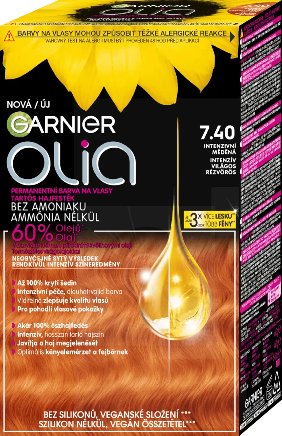 garnier olia 7.40 intensive light copper red permanent hair color