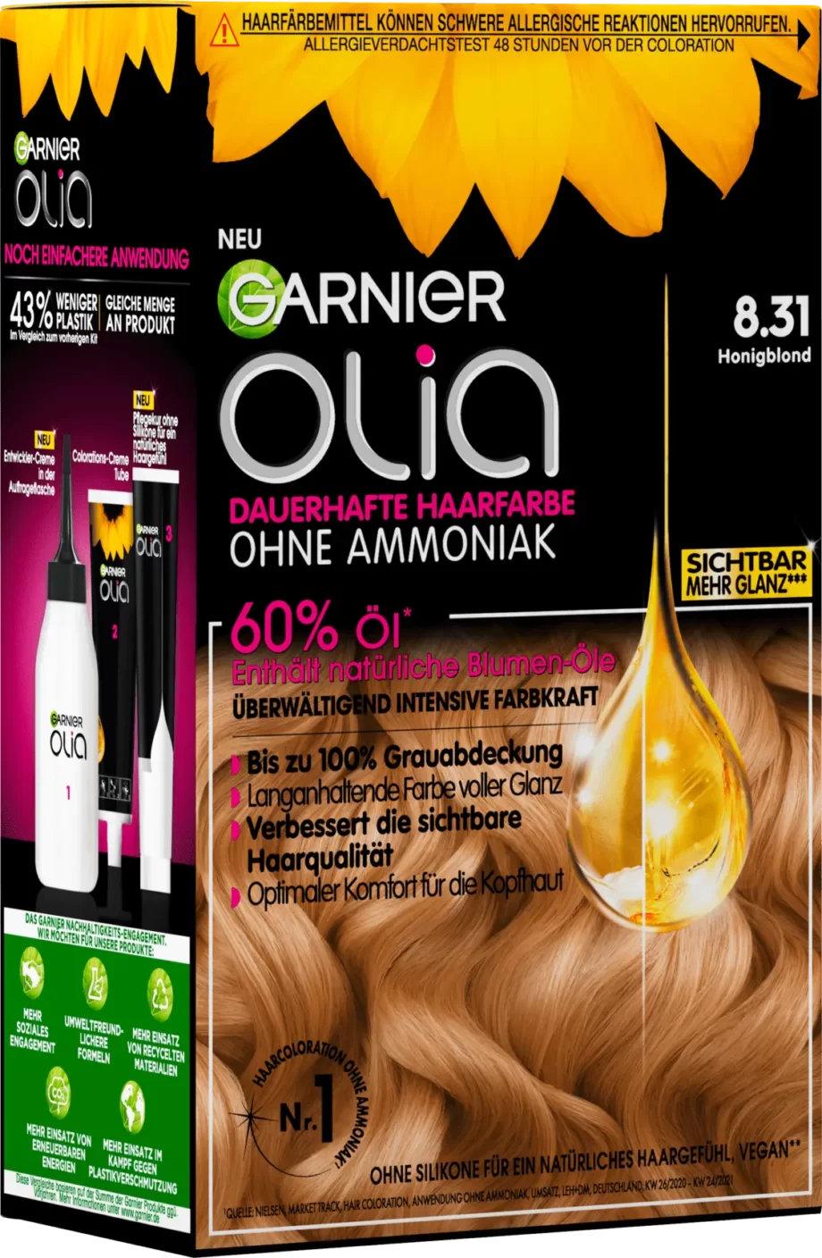 garnier olia 8.31 honey blonde permanent hair color