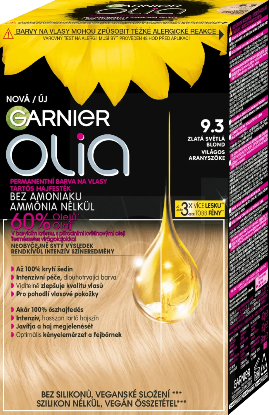 garnier olia 9.3 light golden blonde permanent hair color
