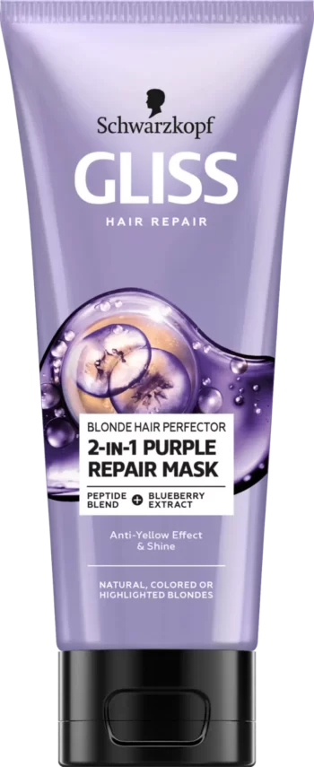 schwarzkopf gliss blonde hair perfector 2in1 purple repair mask 200ml
