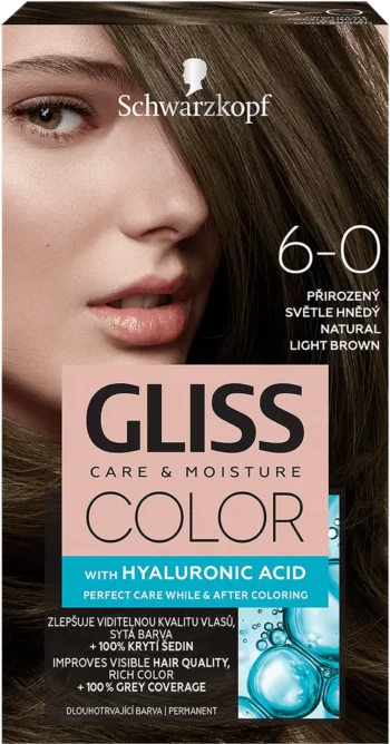schwarzkopf gliss color 6-0 natural light brown permanent hair color