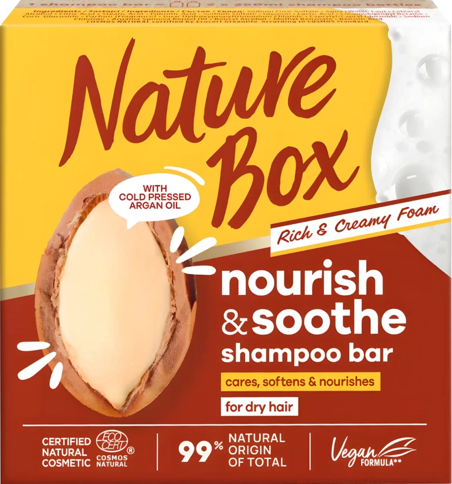 nature box argan oil solid shampoo bar 85g