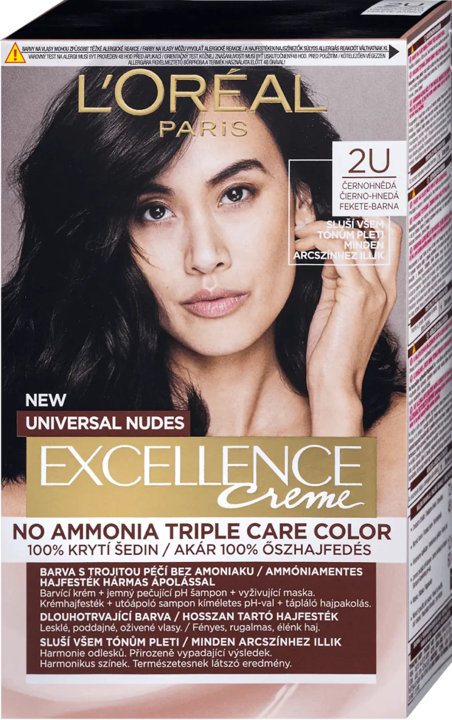 loreal paris excellence universal nudes 2u black brown permanent hair color