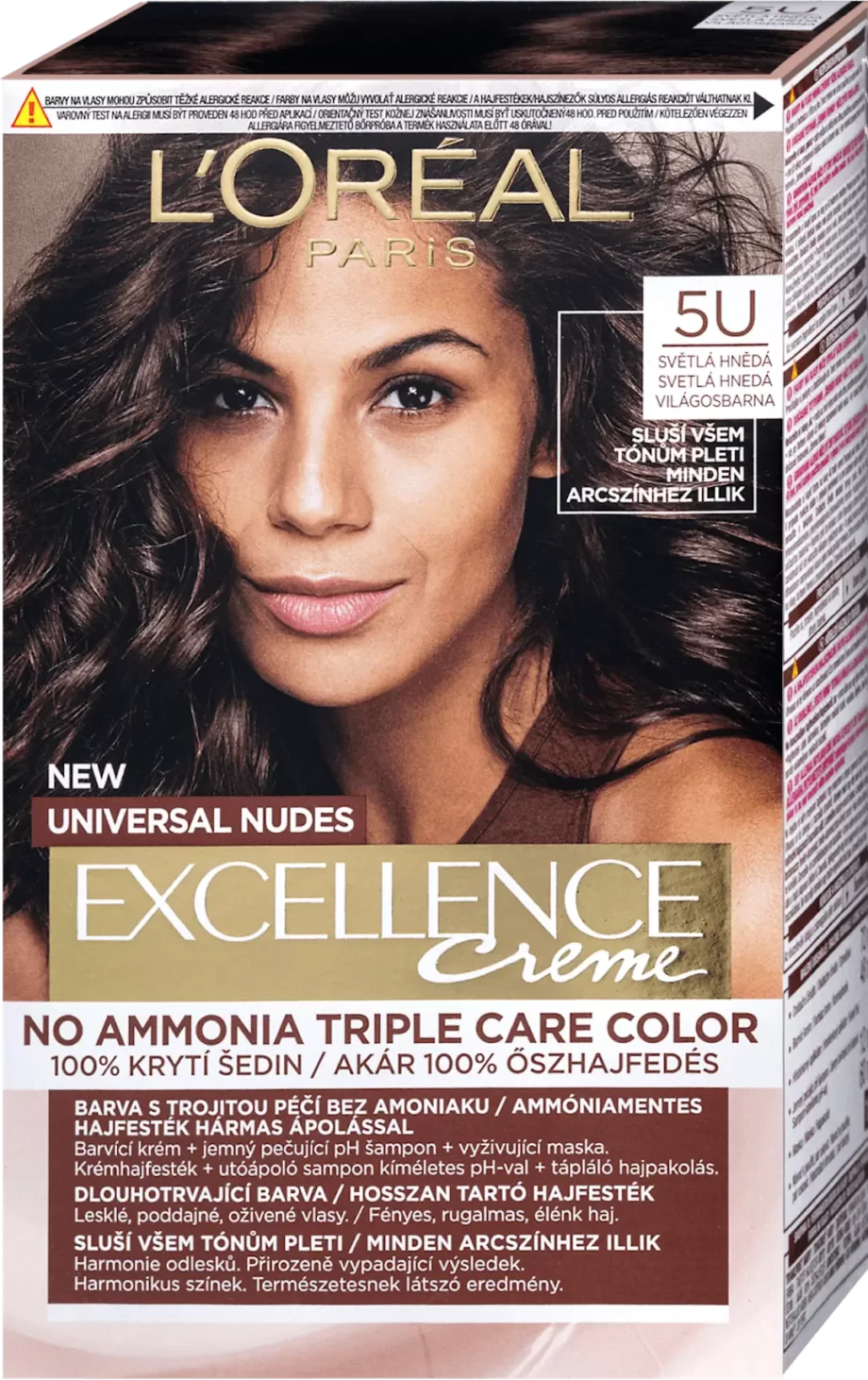 loreal paris excellence universal nudes 5u light brown permanent hair color