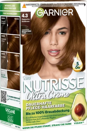 Permanent Garnier Brown 4.3 Cappuccino Hair haarbiologie Golden Nutrisse Color -