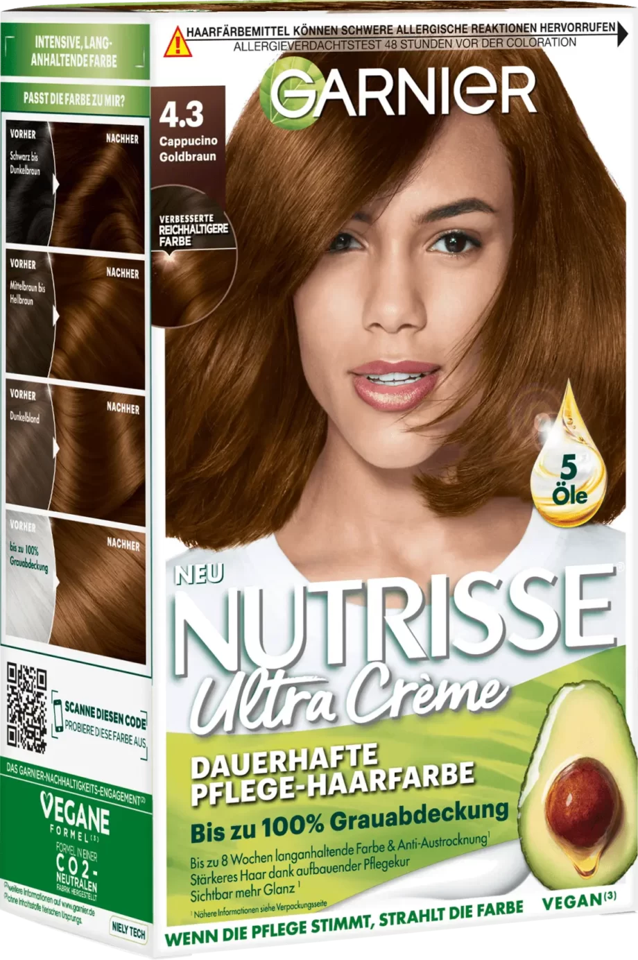 garnier nutrisse 4.3 cappuccino golden brown permanent hair color