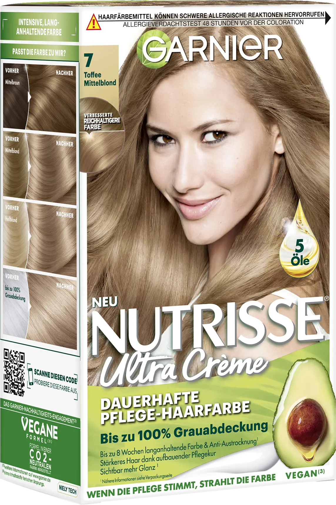 Garnier Nutrisse Blonde Hair 7 Permanent Color Medium haarbiologie Toffee 