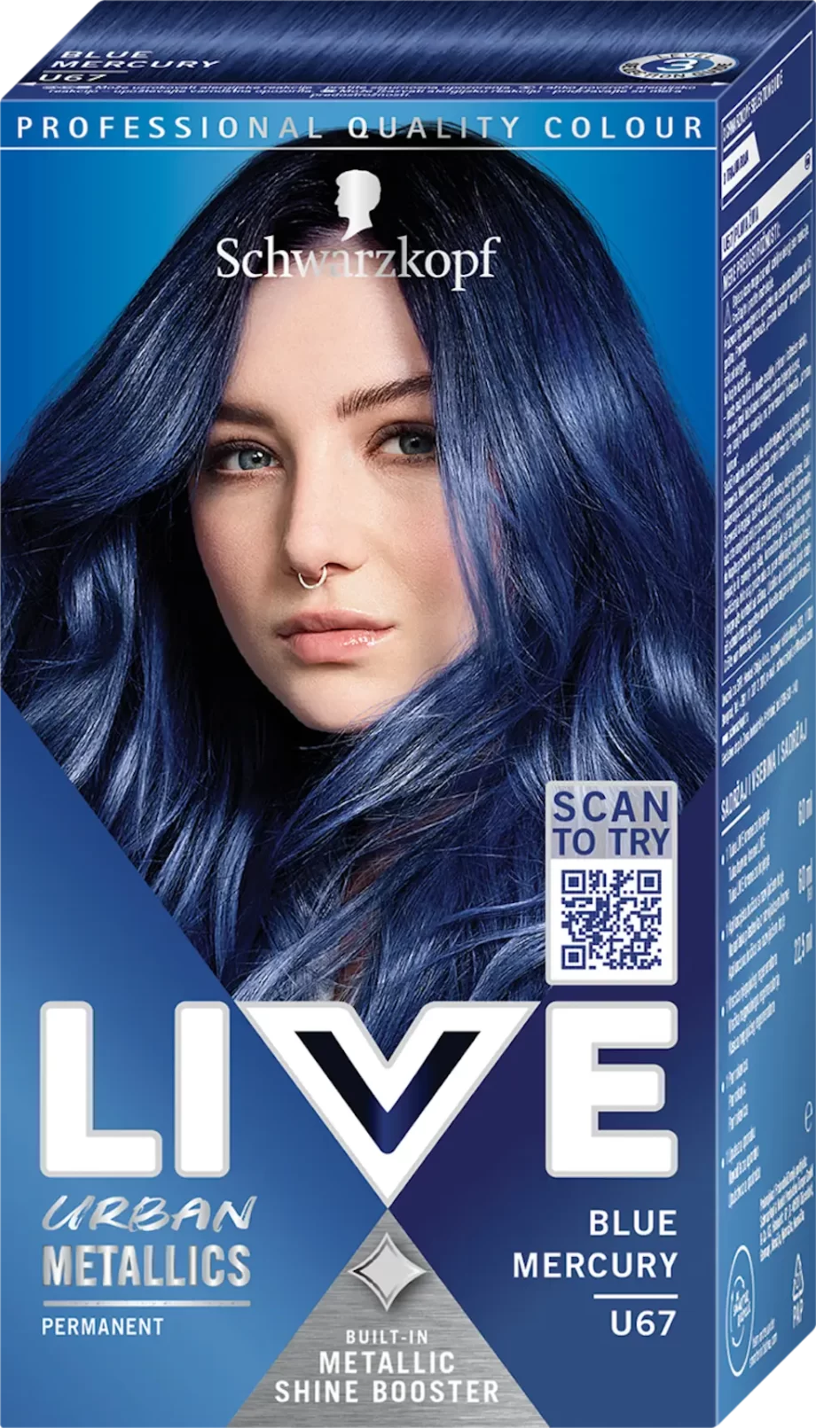 schwarzkopf live u67 blue mercury permanent hair color