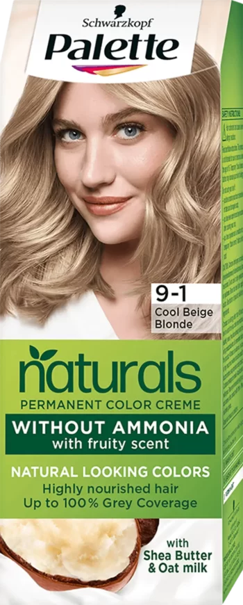 schwarzkopf palette naturals 9-1 cool beige blonde permanent hair color