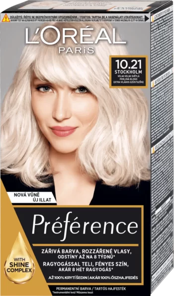 loreal paris preference 10.21 stockholm very light silver blonde permanent hair color
