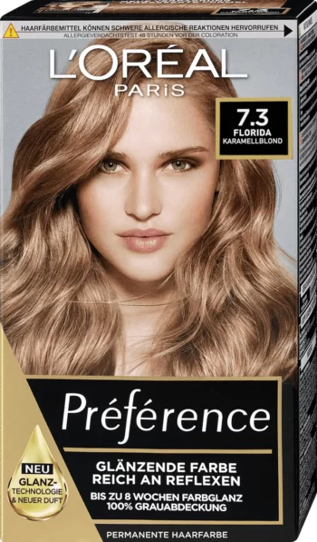 loreal paris preference 7.3 florida caramel blonde permanent hair color