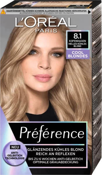 loreal paris preference 8.1 copenhagen light cool blonde permanent hair color
