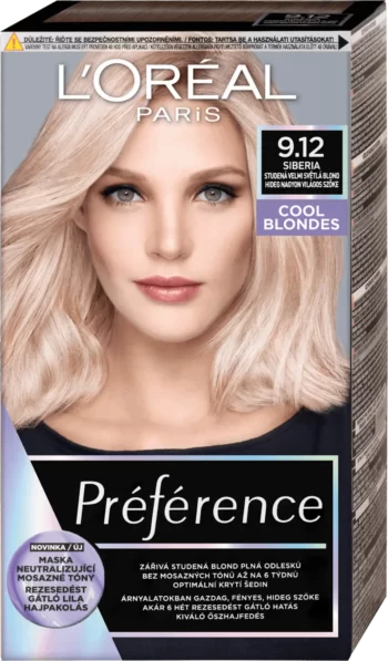 loreal paris preference 9.12 siberia cool very light blonde permanent hair color