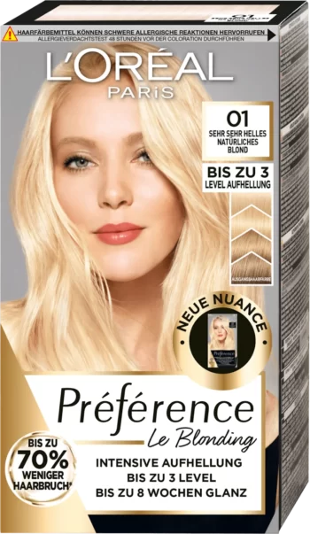 loreal paris preference le blonding 01 very very light natural blonde intensive lightener