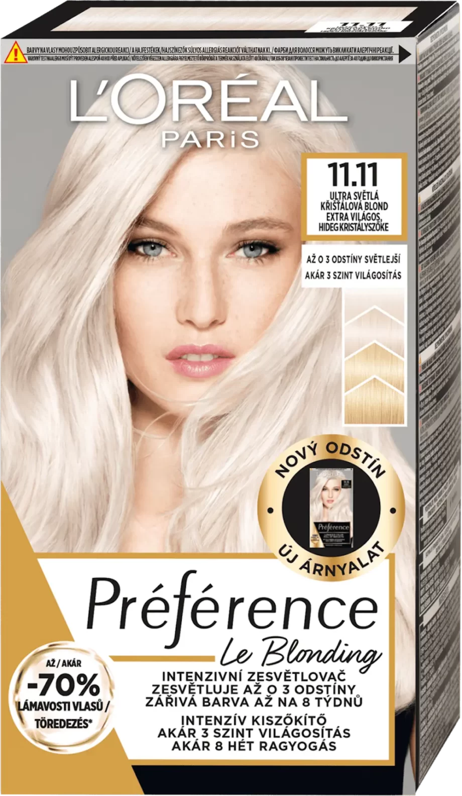 loreal paris preference le blonding 11.11 extra light cool crystal blonde intensive lightener