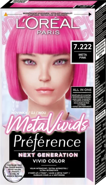 loreal paris preference meta vivids 7.222 meta pink bleach + hair color kit