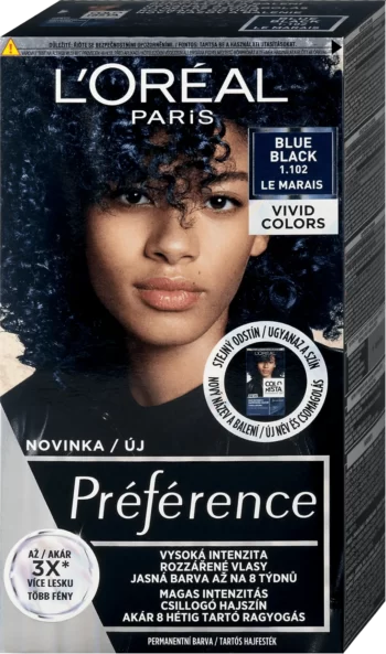 loreal paris preference vivid colors 1.102 blue black permanent hair color