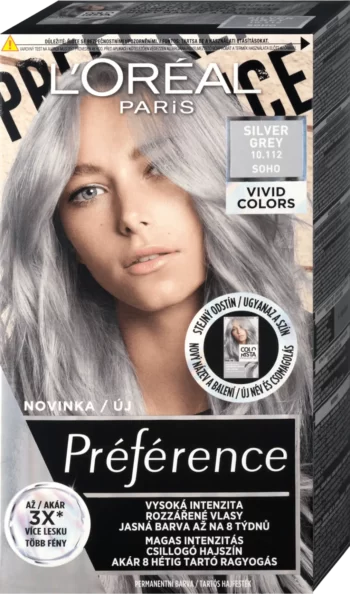 loreal paris preference vivid colors 10.112 silver gray permanent hair color