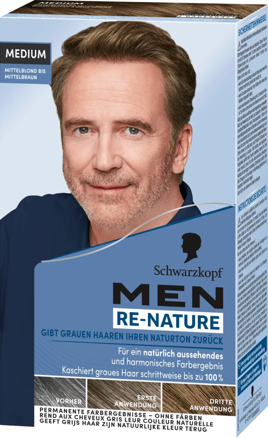 schwarzkopf men re-nature medium anti gray dye free hair color restorer