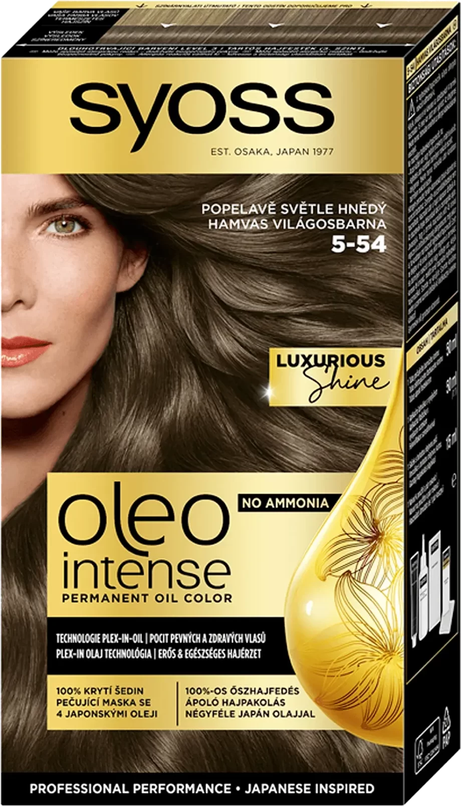syoss oleo intense 5-54 ash light brown permanent oil color