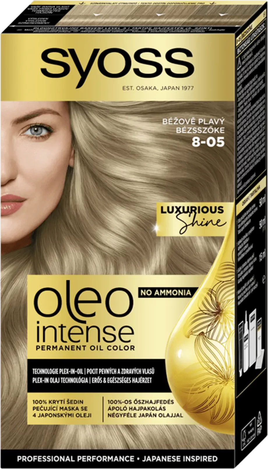 syoss oleo intense 8-05 beige blonde permanent oil color