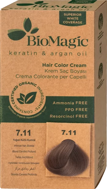 biomagic 7.11 intense ash blonde permanent hair color cream