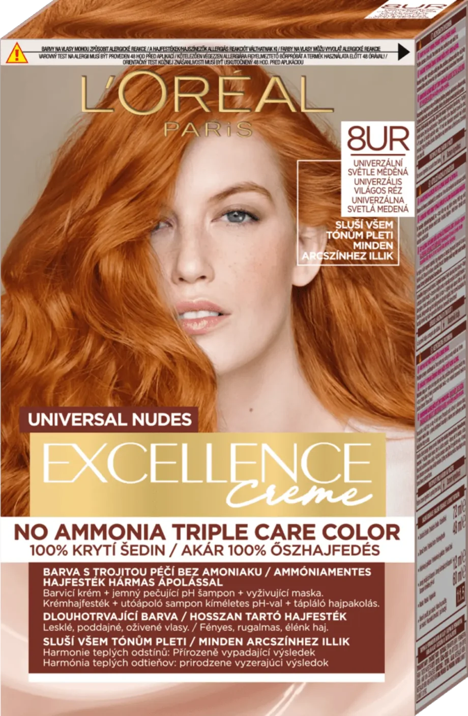loreal paris excellence universal nudes 8ur universal light copper permanent hair color